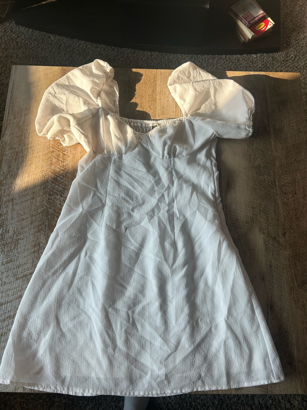 H&M White Ruffled Mini Dress
